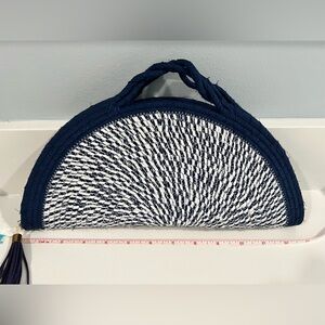 Sewcialite handmade navy & white nautical rope clutch